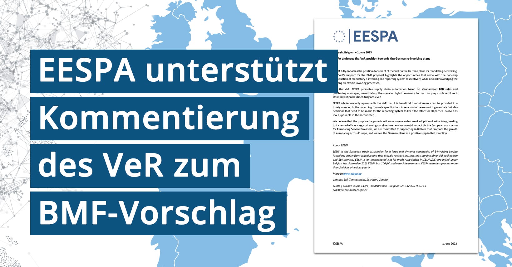 EESPA unterstützt Kommentierung des VeR zum BMF-Vorschlag